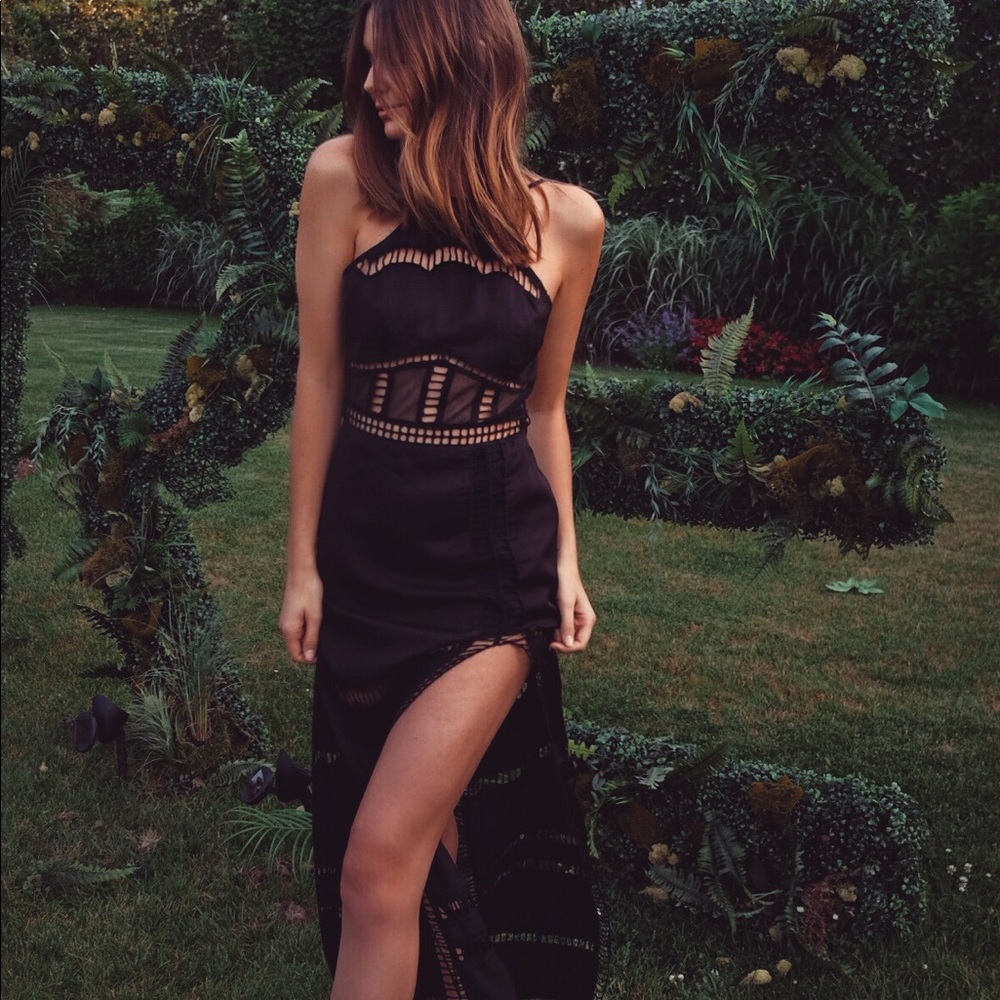 X by NBD Alessandra Black Maxi Dress with cutouts
